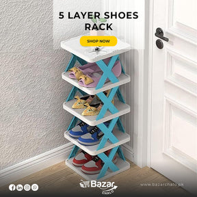 5 Layer Stackable Shoe Storage Rack Organizer