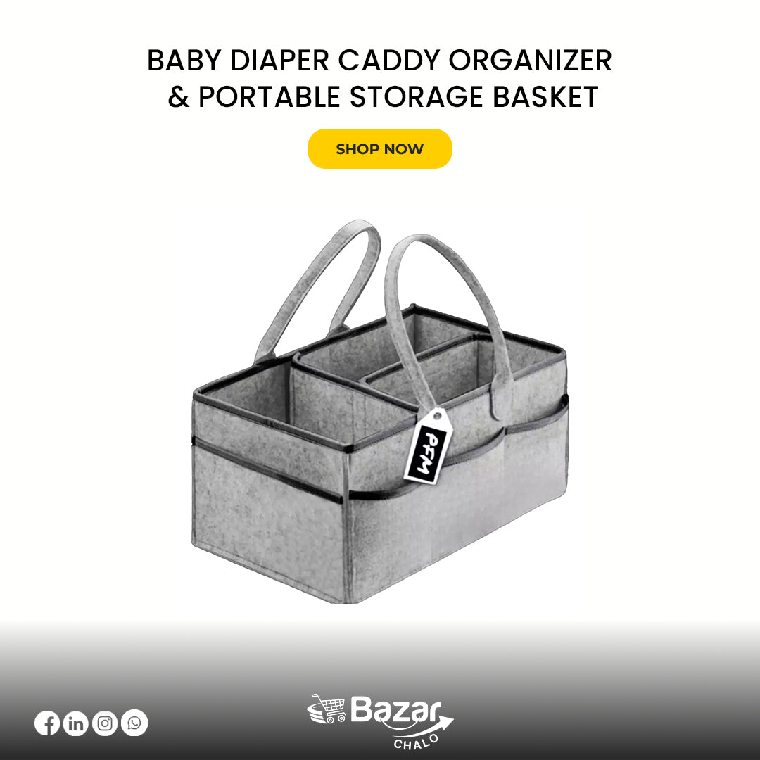 Baby Diaper Caddy Organizer & Portable Storage Basket