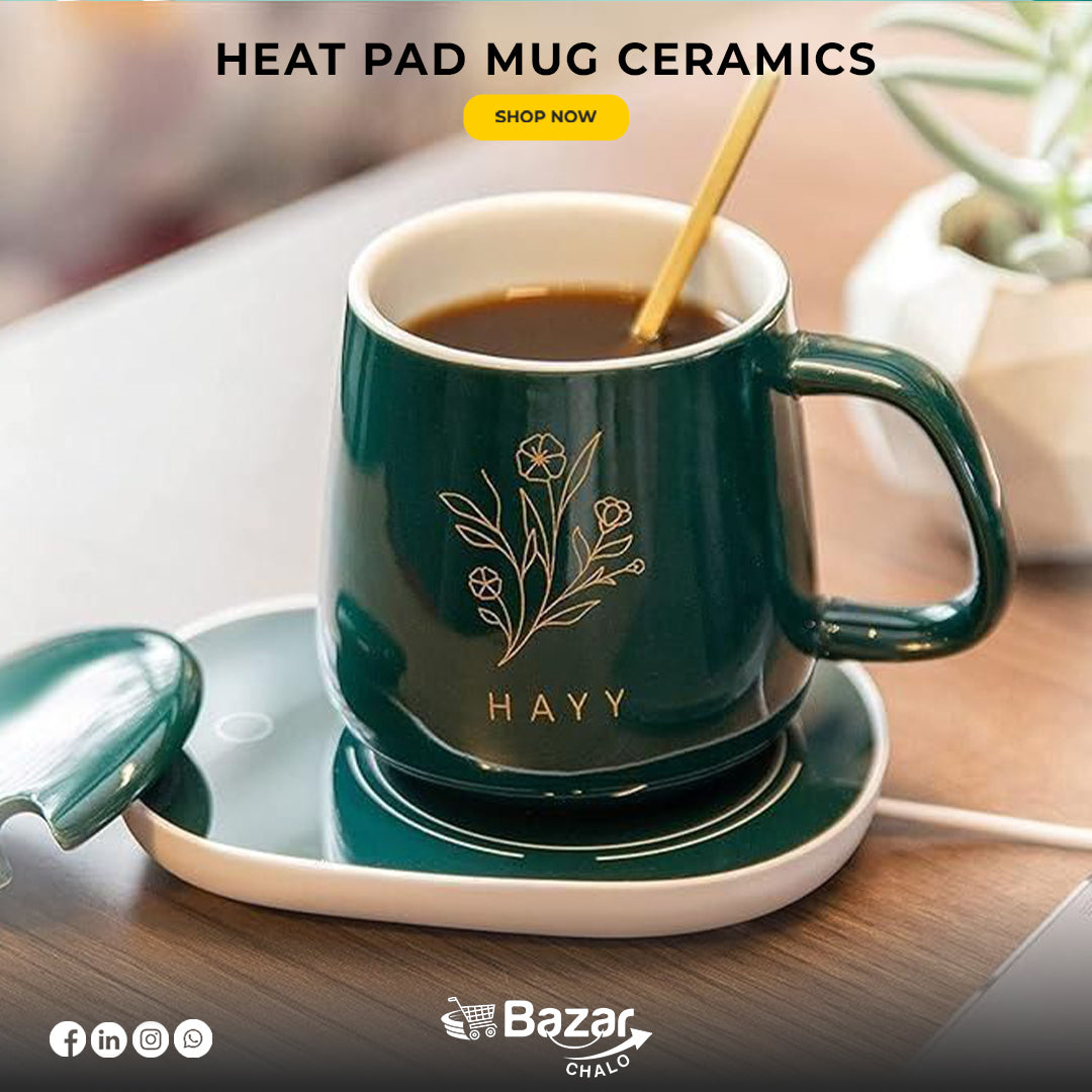 Ceramic Coffee Cup with Heating Pad | Electric Mug Warmer