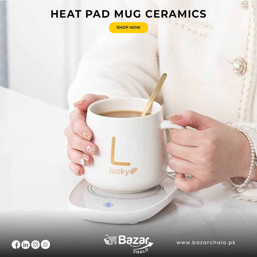 Ceramic Coffee Cup with Heating Pad | Electric Mug Warmer