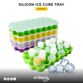 Silicone Ice Cube Tray with Lid | Flexible, Stackable, and Leak-Proof Ice Maker