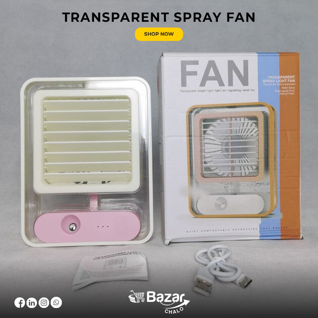 Transparent Spray Fan | Portable Mist Cooling Fan for Summer