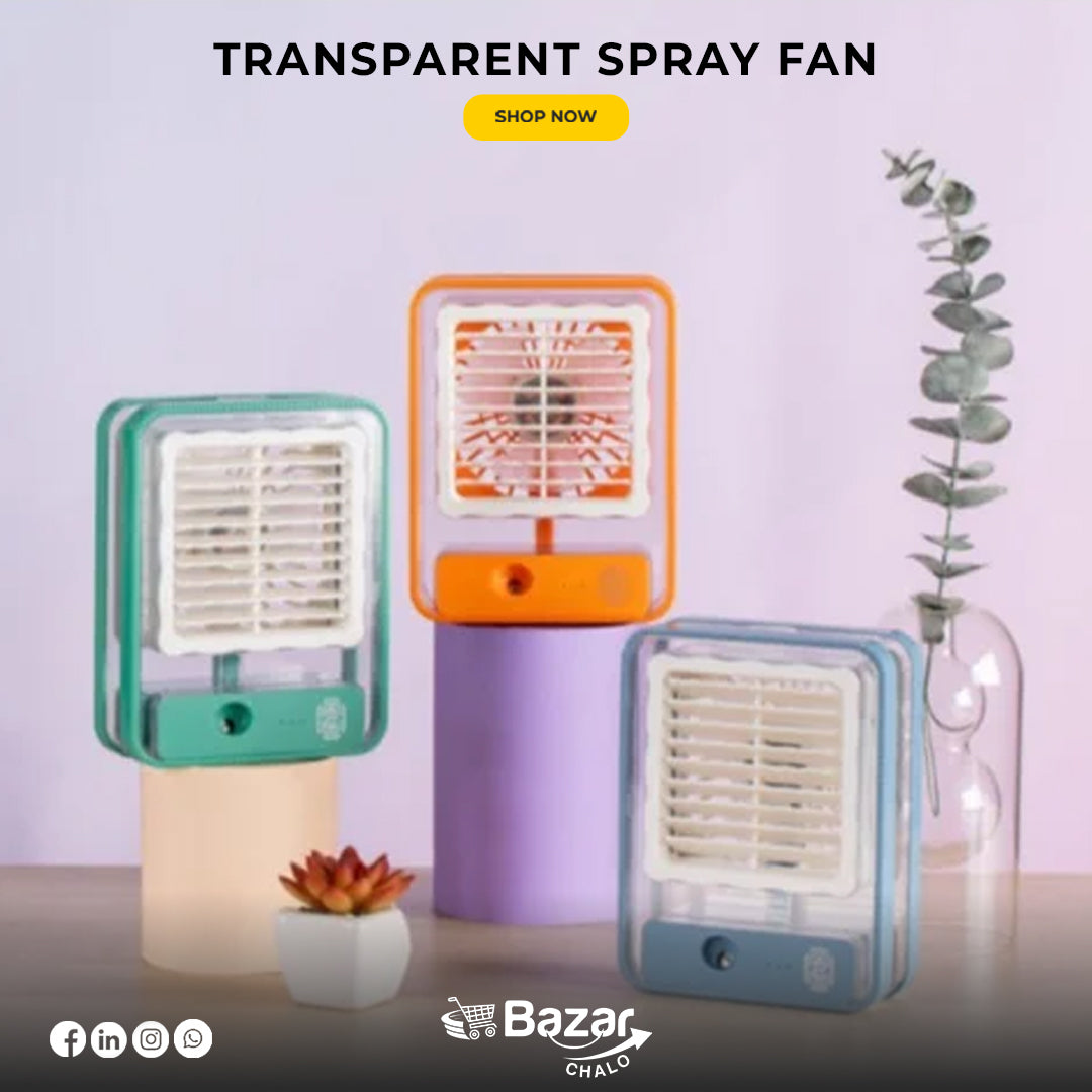 Transparent Spray Fan | Portable Mist Cooling Fan for Summer