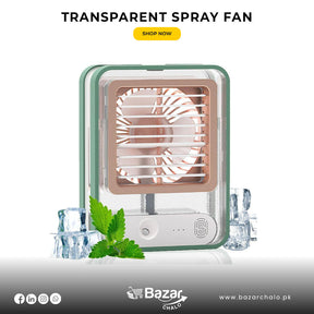 Transparent Spray Fan | Portable Mist Cooling Fan for Summer